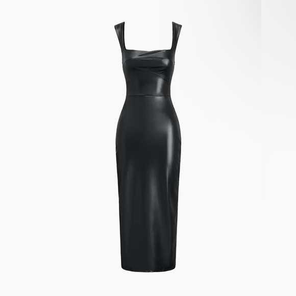 Commense Dresses & Skirts - Faux Leather Bodycon Midi Dress